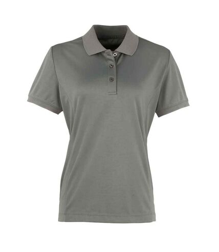 Womens/ladies coolchecker pique polo shirt dark grey Premier