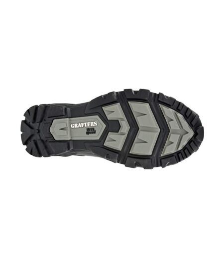 Mens Tiger Leather Combat Boots Black Grafters