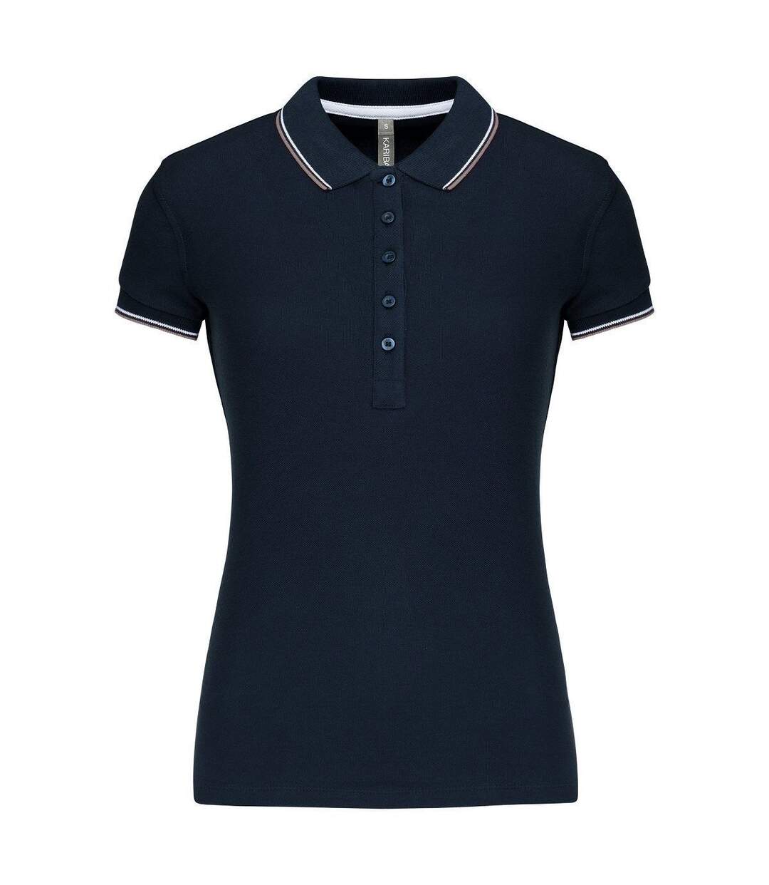 Polo manches courtes - Femme - K251 - bleu marine - gris - blanc-1