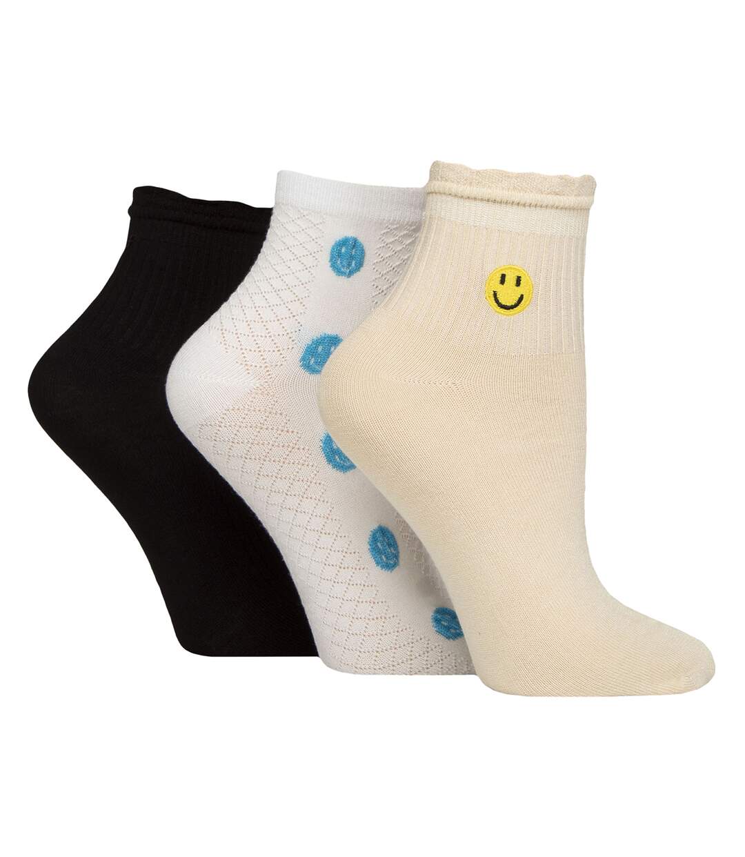 3 Pack Ladies Ribbed Anklet Socks with Frill Welt - Soft Stylish Everyday Fit-1