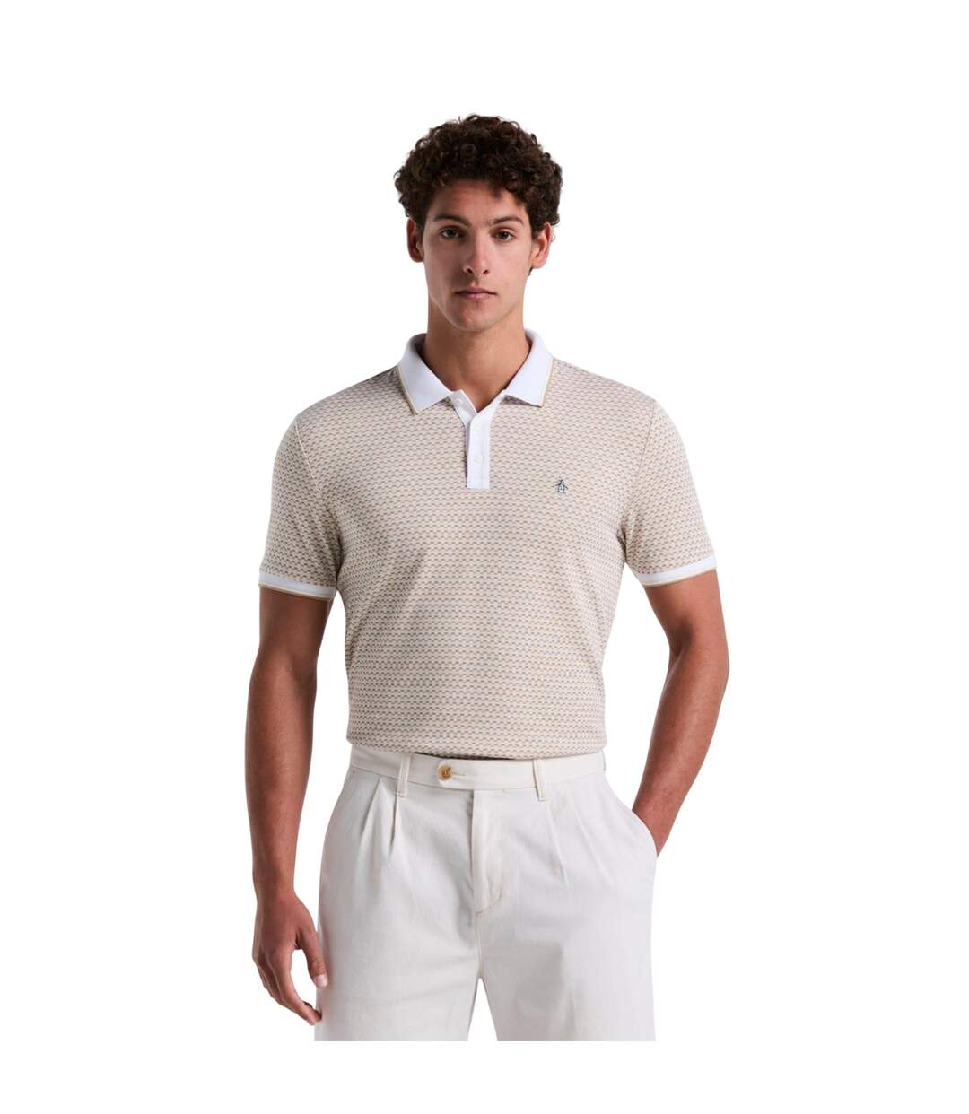 Polo Motif/style Court Homme Crème Original Penguin-2
