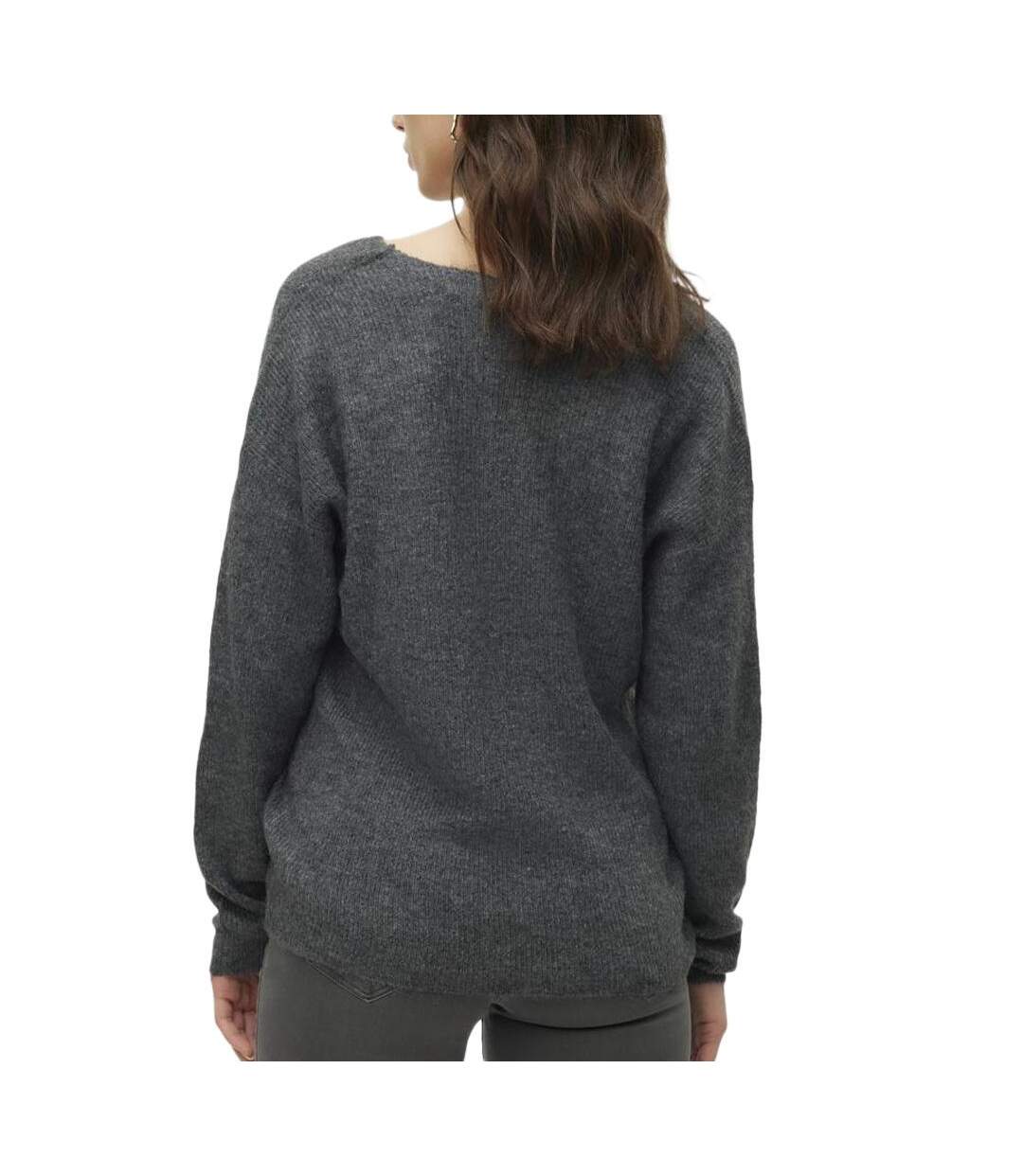 Pull gris foncé femme vero moda crew-2