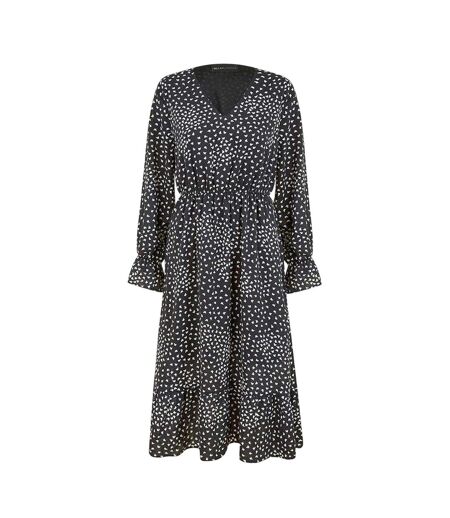 Womens/ladies Butterfly V Neck Midi Dress Black Mela London
