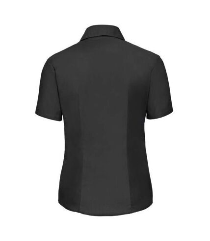 Russell Collection Ladies/Womens Short Sleeve Easy Care Oxford Shirt (Black)