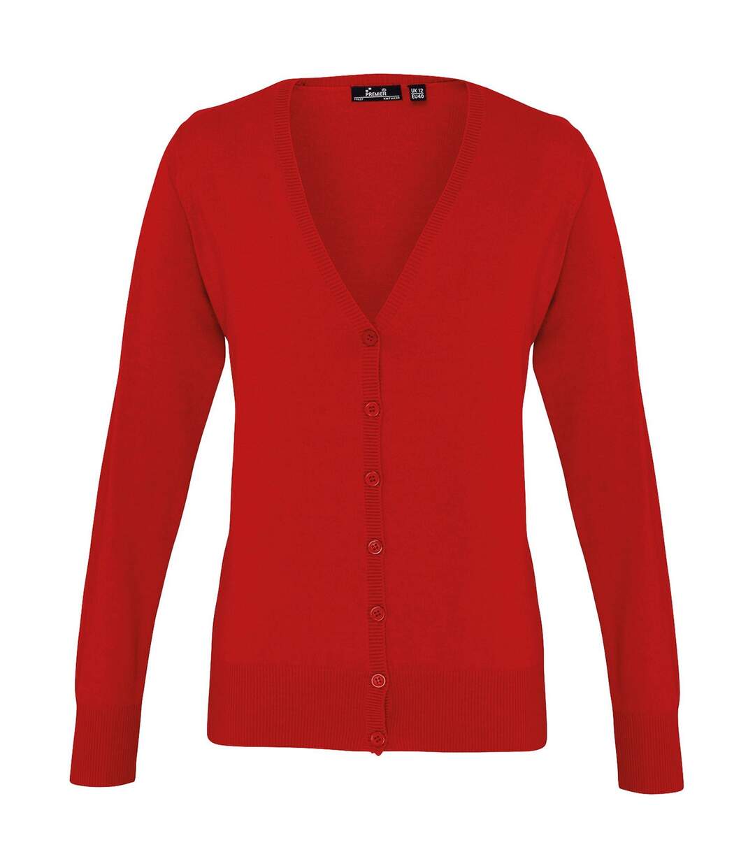 Womens/ladies cotton acrylic v neck cardigan red Premier