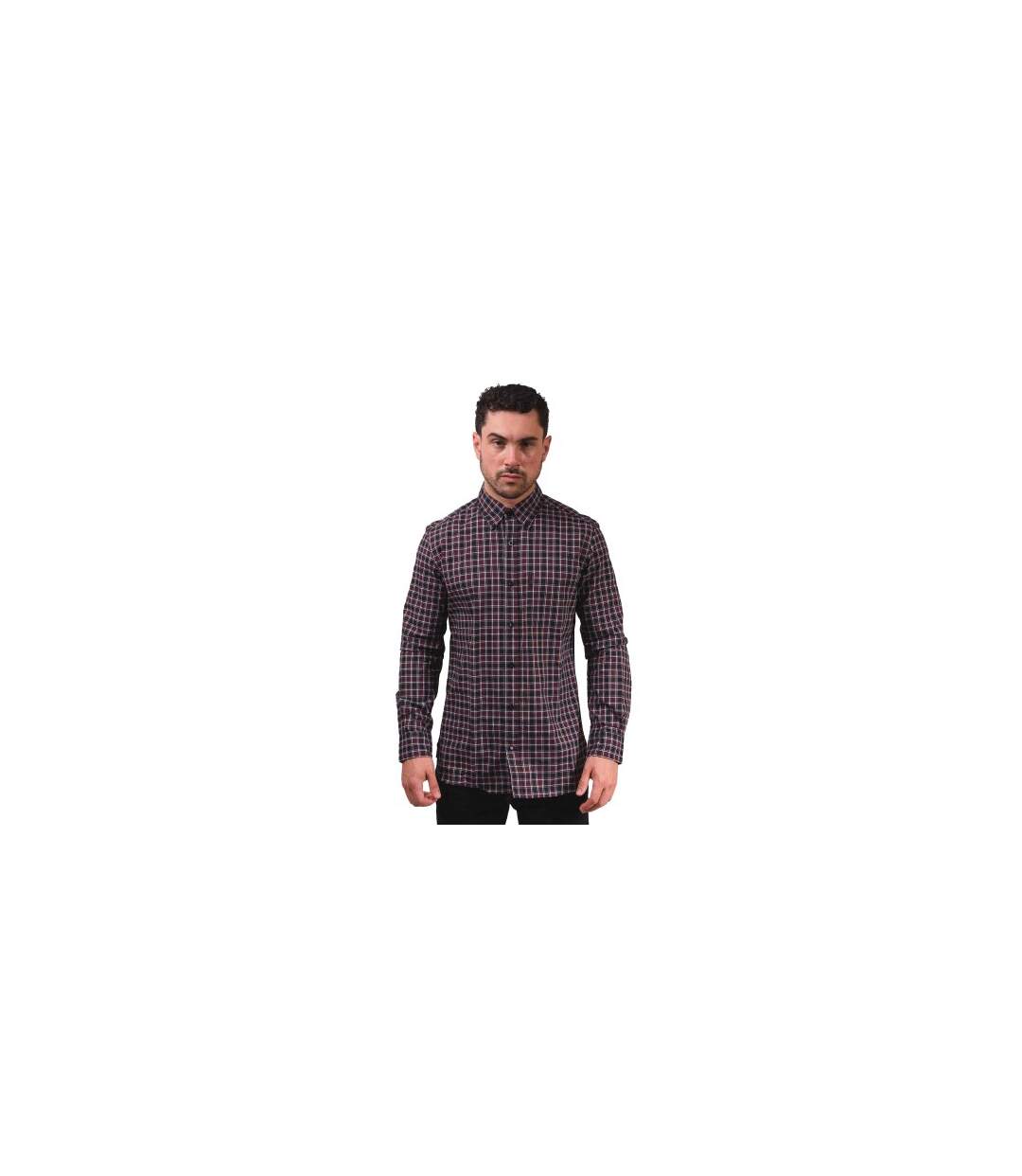 Chemise Manches Longues Motif/style À Carreaux Homme Bordeaux Noir Lambretta-1