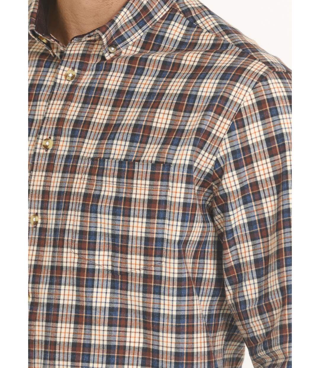 Chemise flanelle détails velours, clair-4