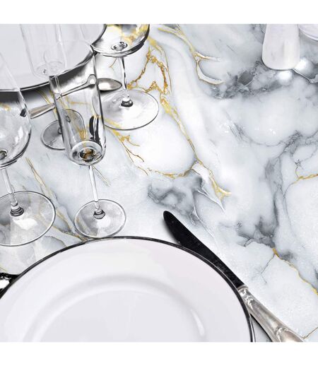 Nappe Toile Cirée Ronde Marquina 160cm Gris