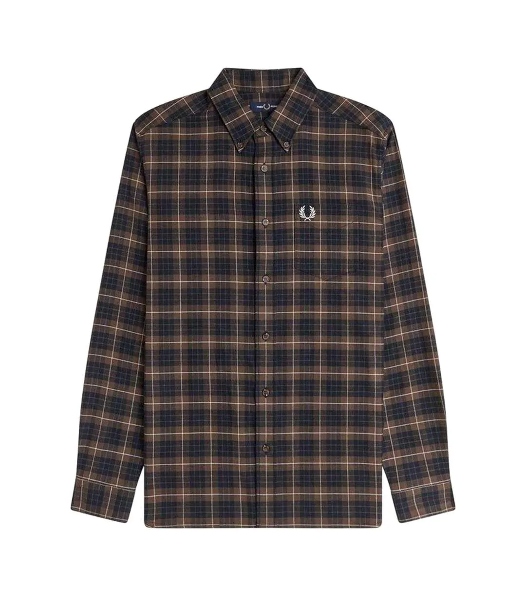 Mens Tartan Button-down Shirt Tobacco Fred Perry-2