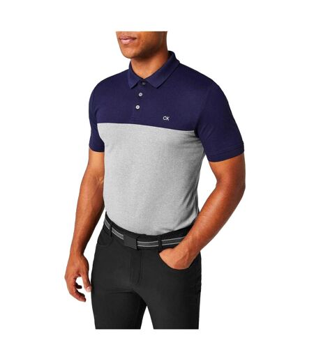 Polo Golf Motif/style Blocs De Couleurs Homme Bleu Marine Argenté Chiné Calvin Klein