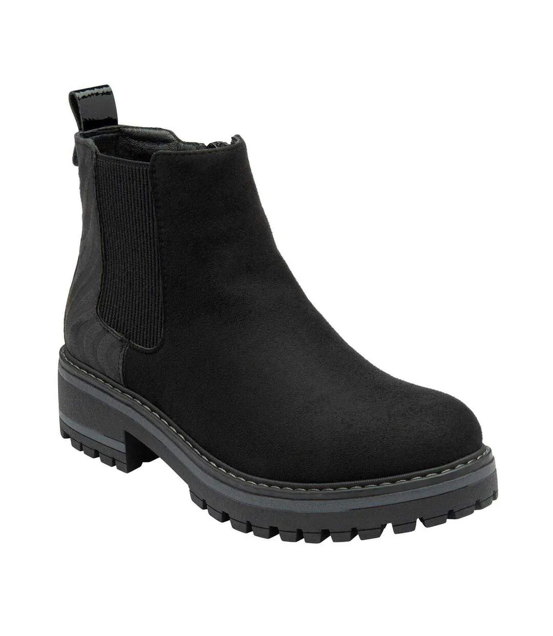 Womens/ladies Prescott Suede Chelsea Boots Black Lotus Shoes-1