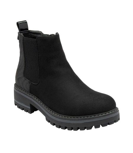 Womens/ladies Prescott Suede Chelsea Boots Black Lotus Shoes