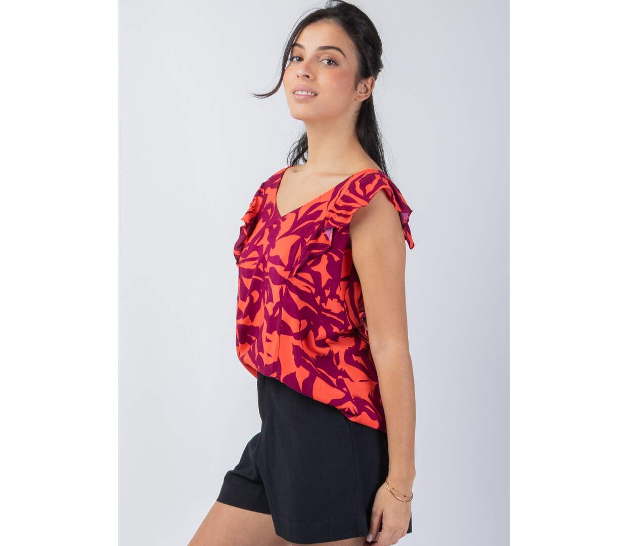 Top léger en viscose CHLOE motif fleur Coton Du Monde-3