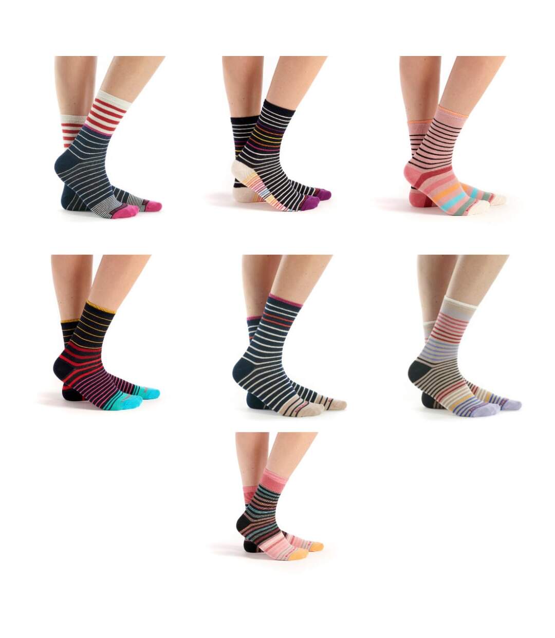 Semainier de 7 chaussettes rayées 36/41-2