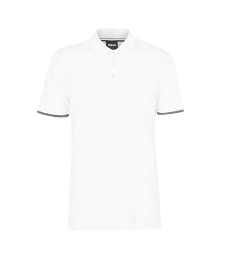 Mens Phillipson Collared Polo Shirt White Boss