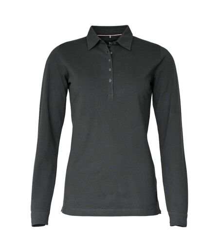 Nimbus Womens/Ladies Carlington Deluxe Long Sleeve Polo Shirt (Charcoal)