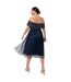 Robe Mi-longue Manches Courtes Motif/style Paillette Femme Bleu Marine Maya Deluxe-3