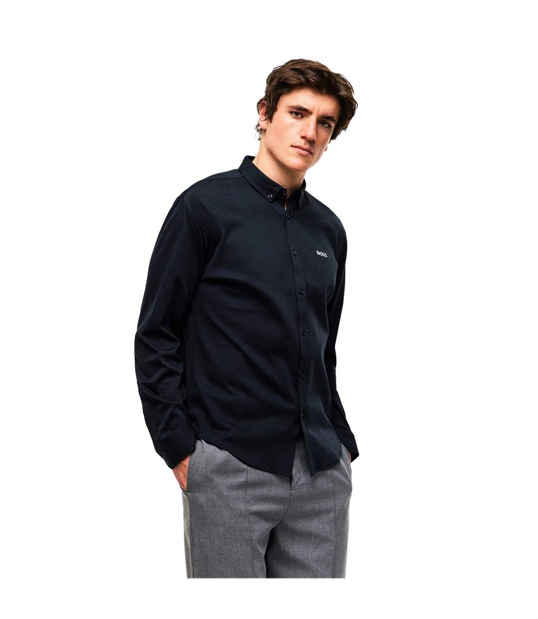 Chemise Motif/style Logo Motion Homme Bleu Foncé Boss-4