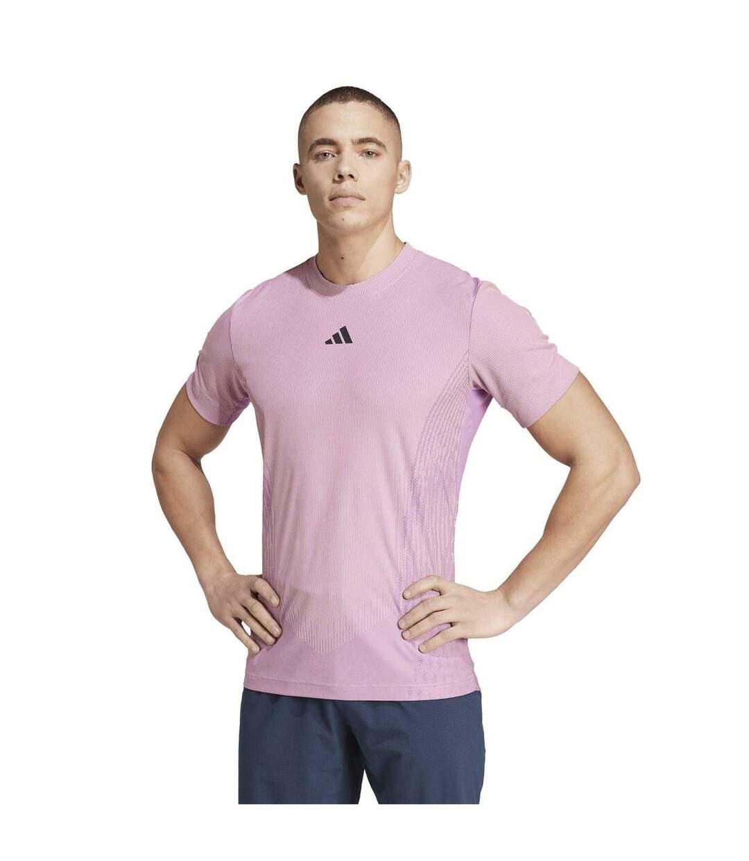 Mens Aircool Crew Neck Short-sleeved T-shirt Pink Adidas-4