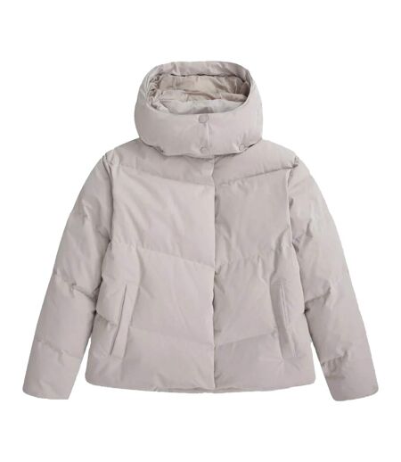 Womens/ladies Tess Cropped Down Jacket Cream Animal