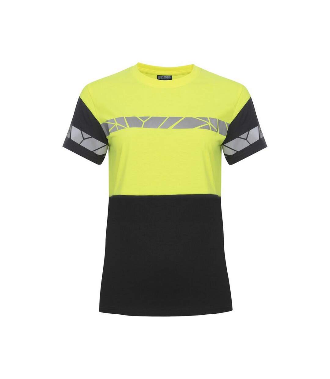 Womens/ladies Progression Hi-vis T-shirt Black Yellow Projob-1