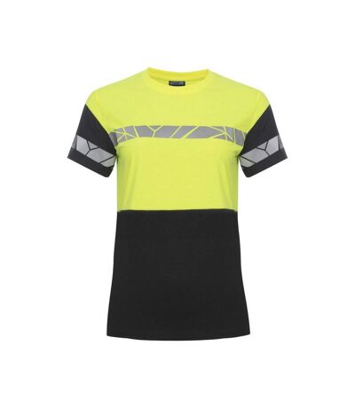 Womens/ladies Progression Hi-vis T-shirt Black Yellow Projob
