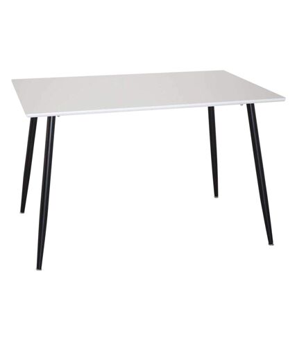 Table de repas en MDF et acier 120 x 80 cm Polar Blanc avec pieds noirs