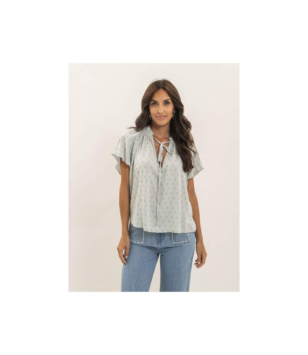 Blouse manches courtes motifs lurex FIKOL - Dona X Lisa-1