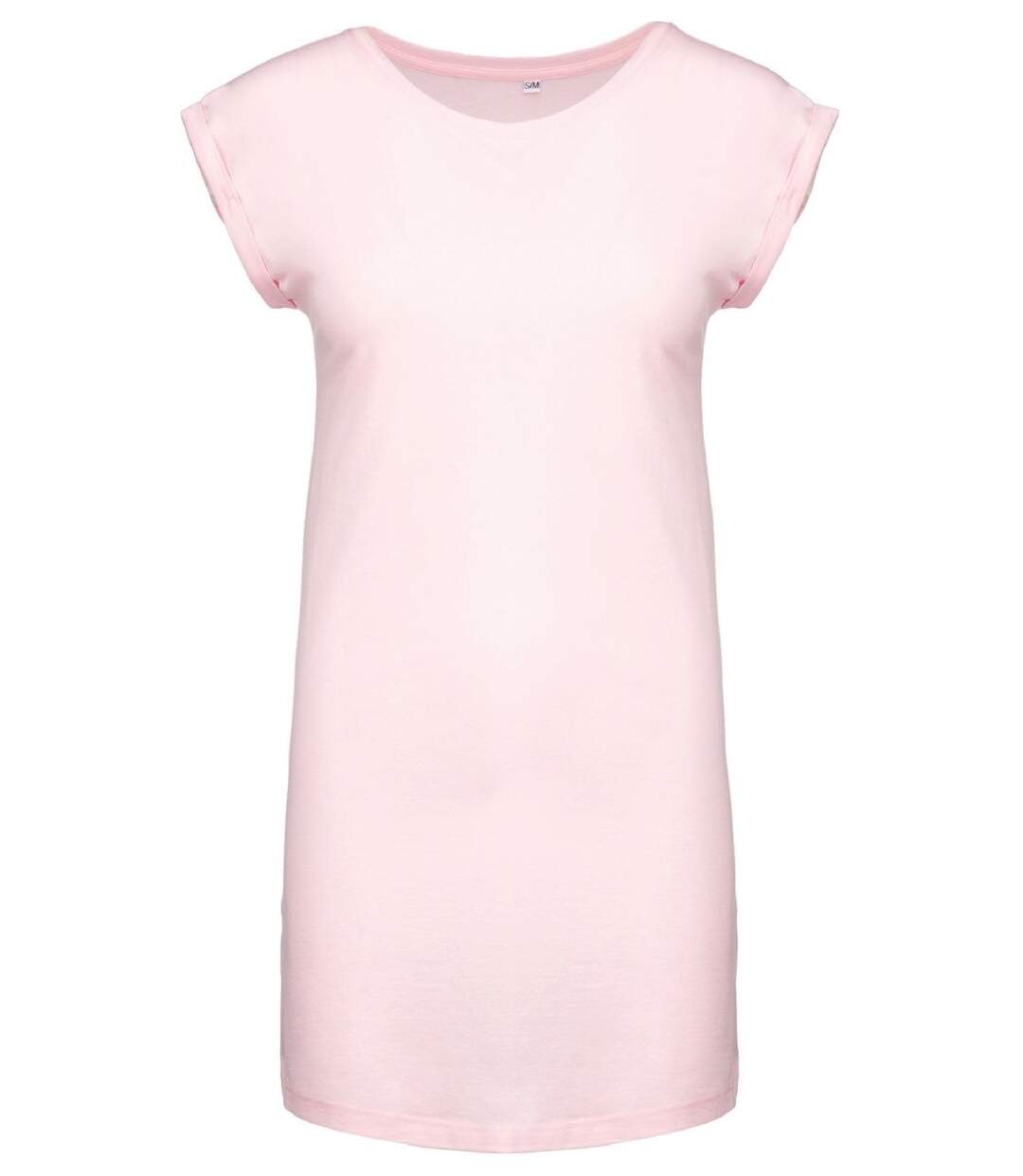 Robe t-shirt col rond manches courtes - K388 - rose - femme-1