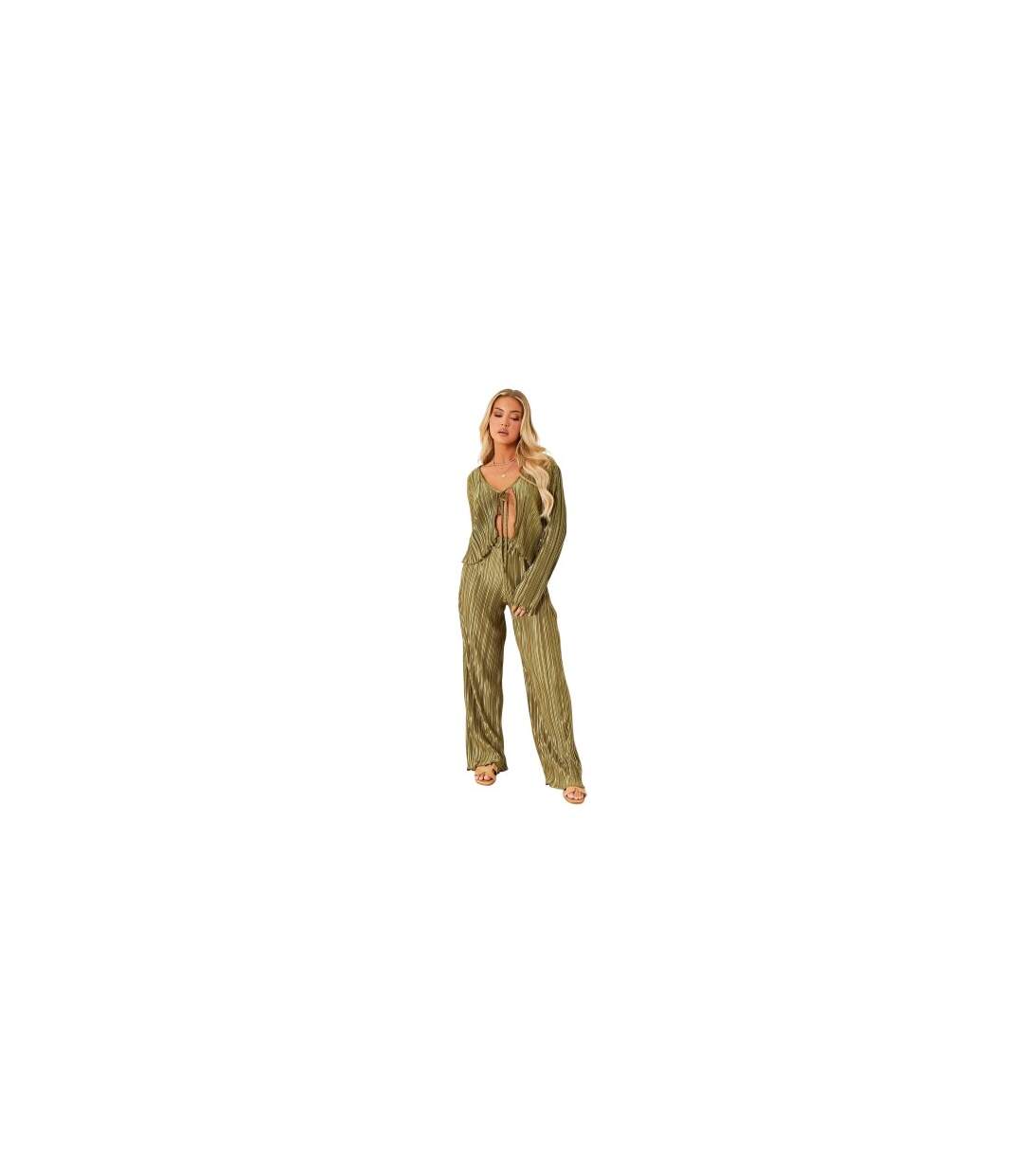 Haut Court Motif/style Détail À Nouer Femme Vert Kaki Missy Empire-1