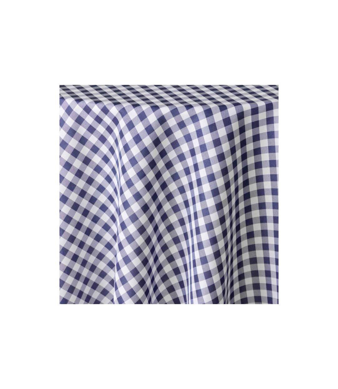 Nappe Ronde Antitache Imprimé Vichy 180cm Bleu-2