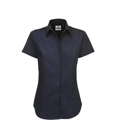 B&C Womens/Ladies Sharp Twill Short Sleeve Shirt (Navy Blue)