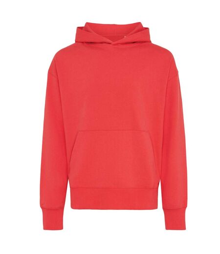 Unisex adult yoho recycled cotton relaxed fit hoodie luscious red Iqoniq