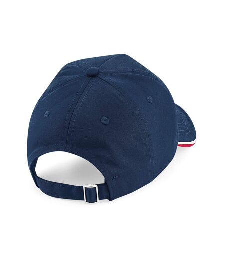Beechfield Authentic Piped 5 Panel Cap (French Navy/Classic Red/White) - UTPC3935