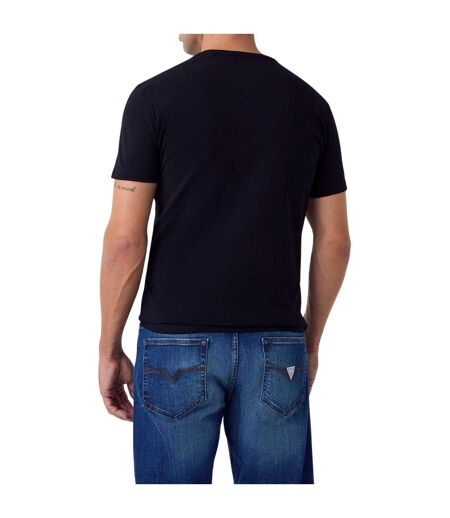 Mens Embroidered Logo Slim T-shirt Jet Black Guess