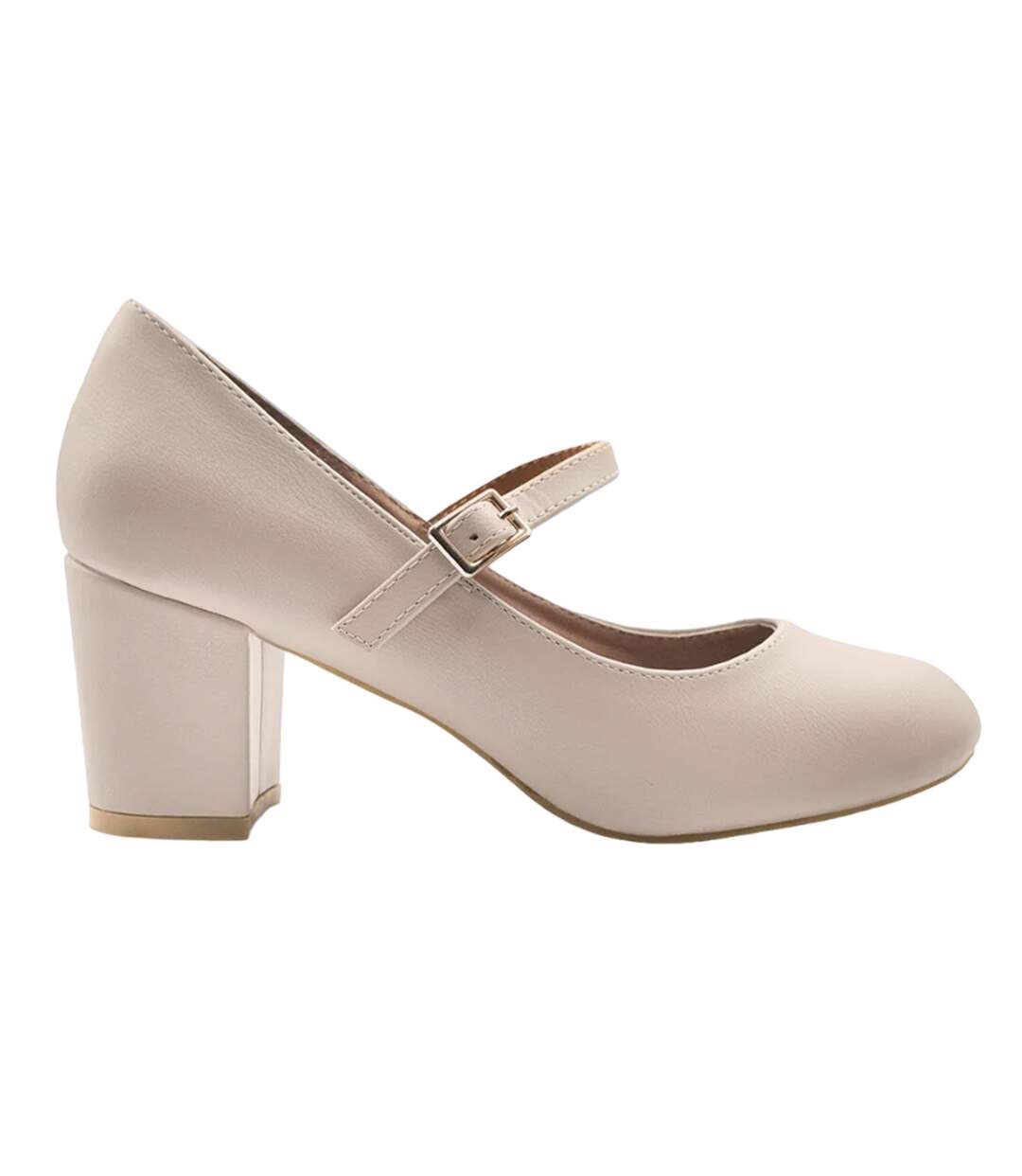 Womens/ladies araceli block heel mary janes nude Where´s That From-1