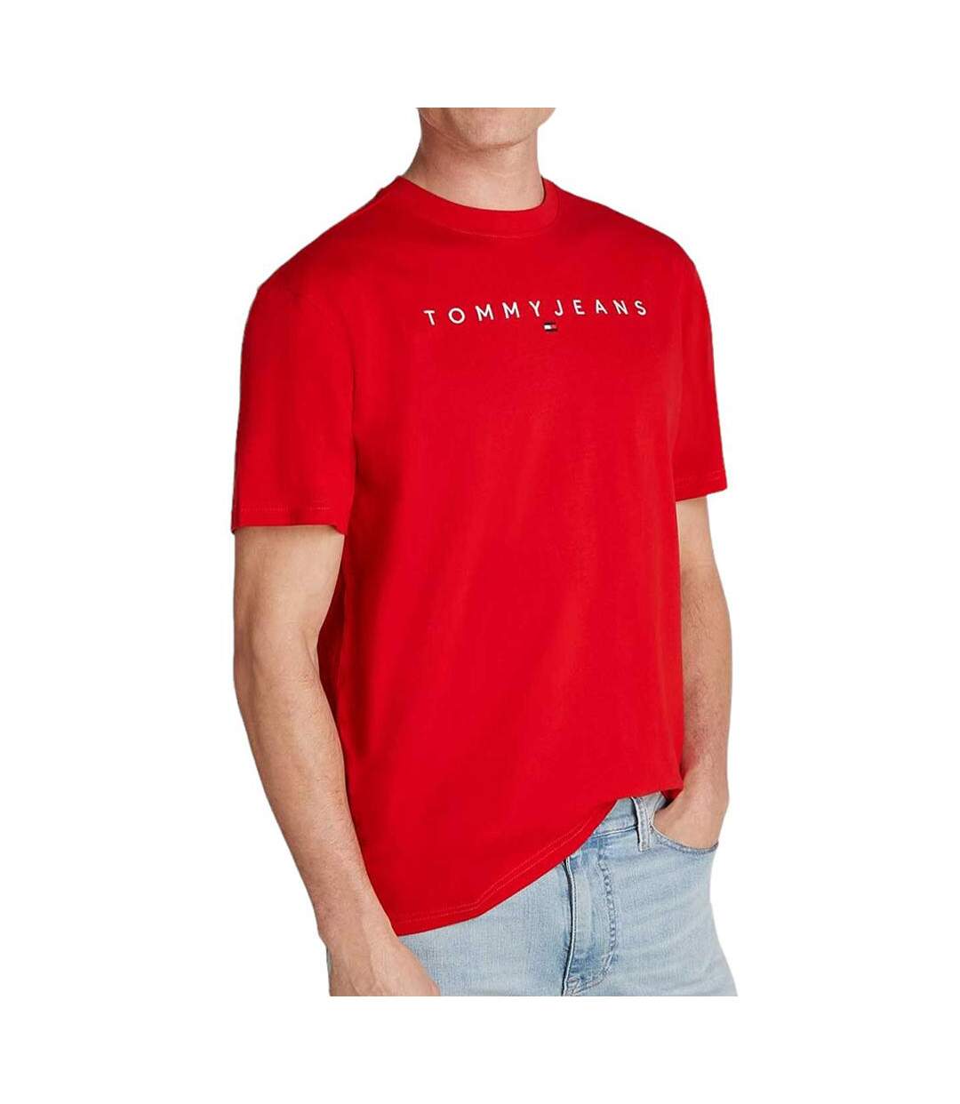 T-shirt Rouge Homme Tommy Hilfiger Linear - L-1