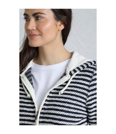 Womens/ladies fisher stripe macaroni eco friendly full zip hoodie ecru Weird Fish