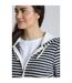 Womens/ladies fisher stripe macaroni eco friendly full zip hoodie ecru Weird Fish-4