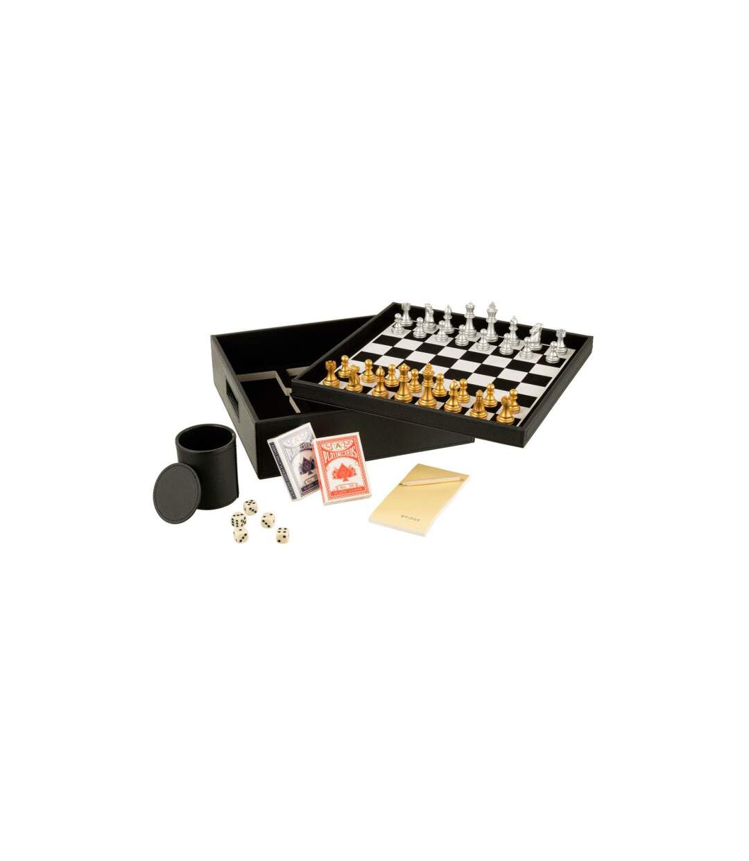 Boîte Jeux de Cartes & Échiquier Ezra 35cm Noir-1
