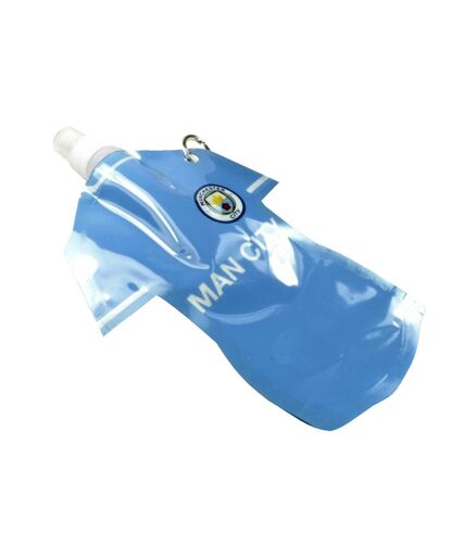 Manchester City FC Official Soccer Flat Sports Water Bottle (11 fl oz) (Light Blue/White) (One Size) - UTBS683