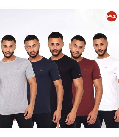 Pack Of 5  Mens Fellawear T-shirt  Grey Navy Black Red White Crosshatch