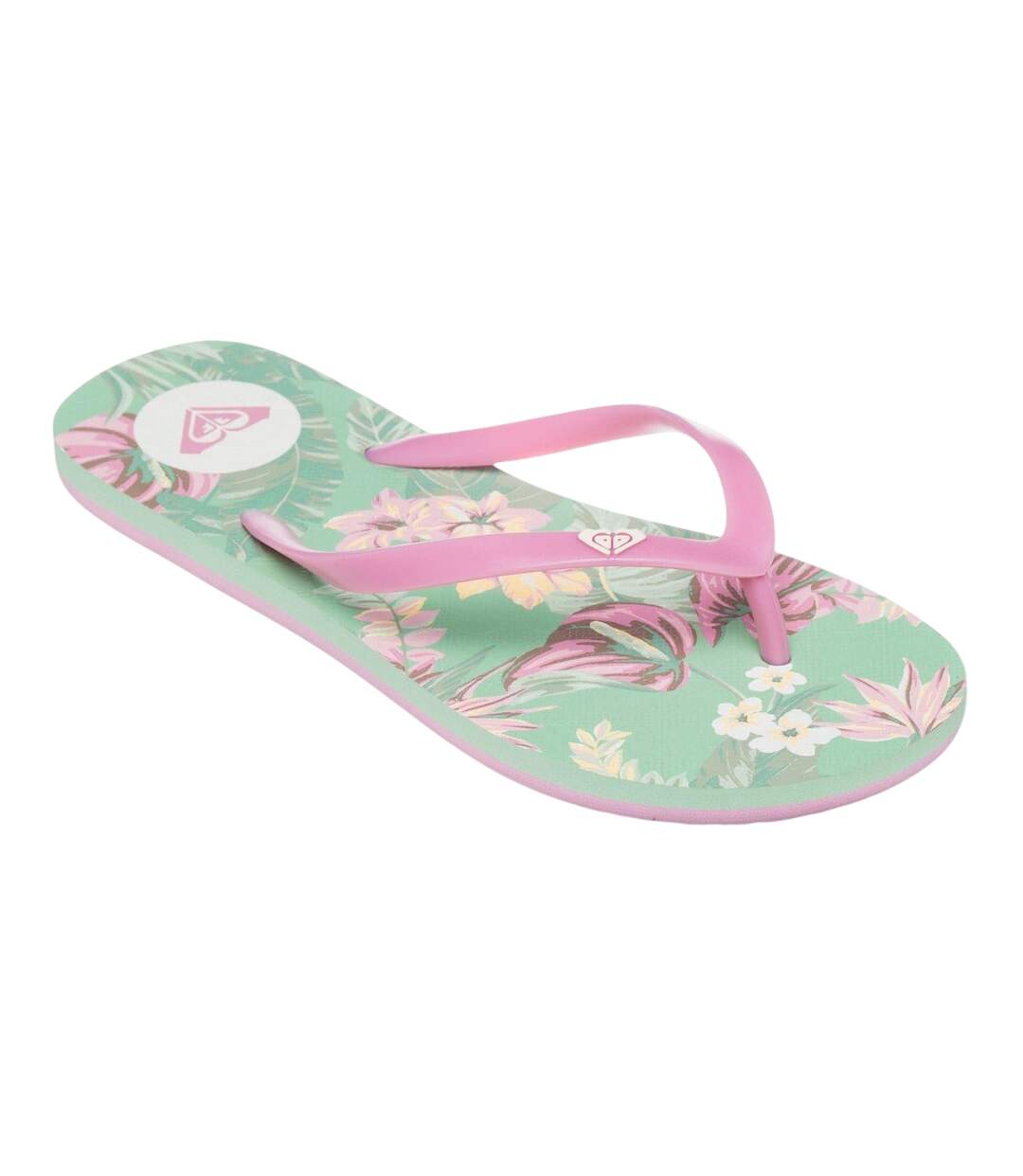 Tongs Plage Femme Vert Rose Roxy-1