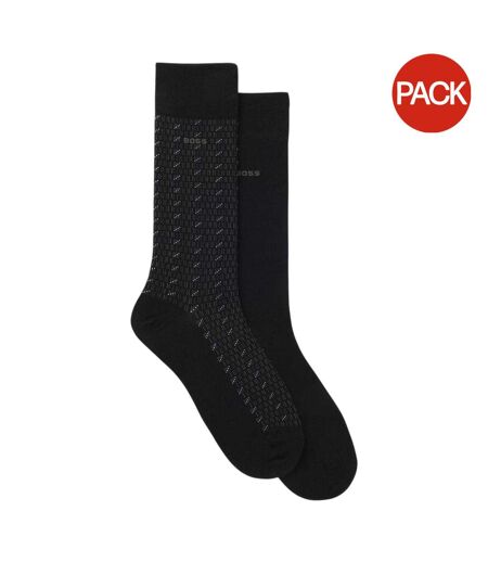 Lot De 2  Chaussettes Motif/style À Motifs Homme Noir Boss
