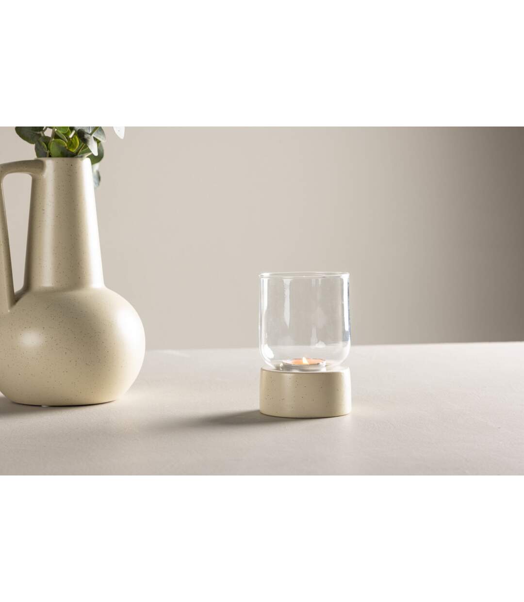 Lanterne en Verre Vica 12cm Beige-3