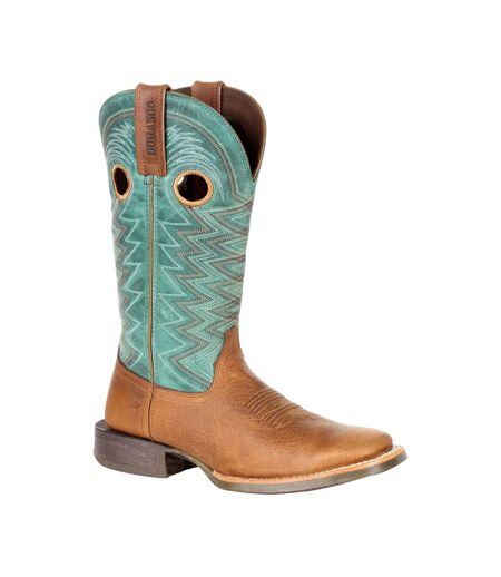 Womens/ladies Lady Rebel Pro Full Grain Leather Cowboy Boots Wheat Tidal Teal Durango