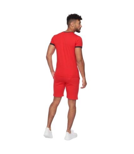 Ensemble t-shirt et short hamlax homme rouge / bleu marine Crosshatch Crosshatch