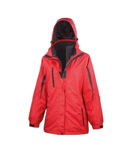 Womens/ladies journey 3 in 1 soft shell jacket red/black Result