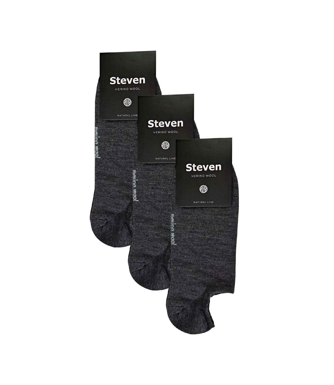 Steven - 3 Paires Homme Chaussettes Merino Basses | Chaussettes Laine Courtes-2