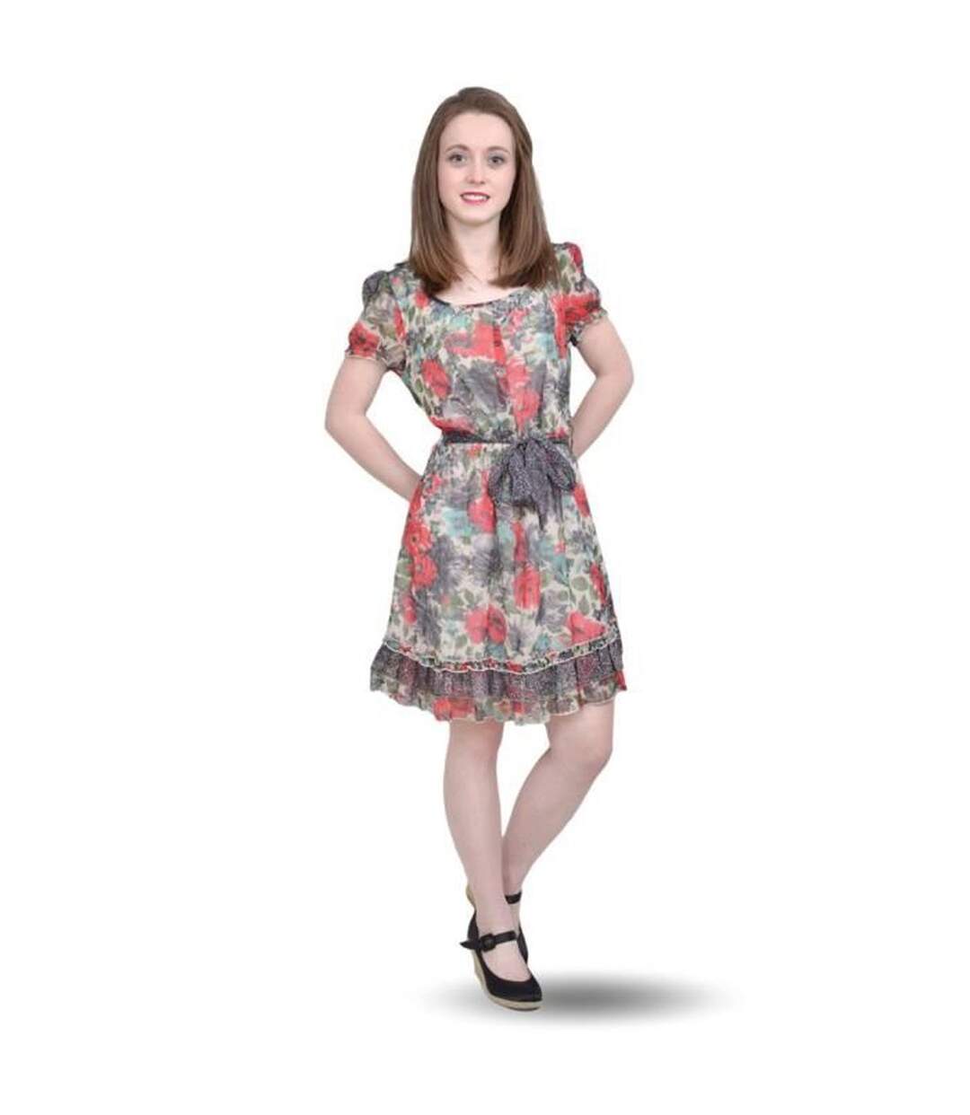 Robe sans manche femme  imprimée motifs fleurs-4